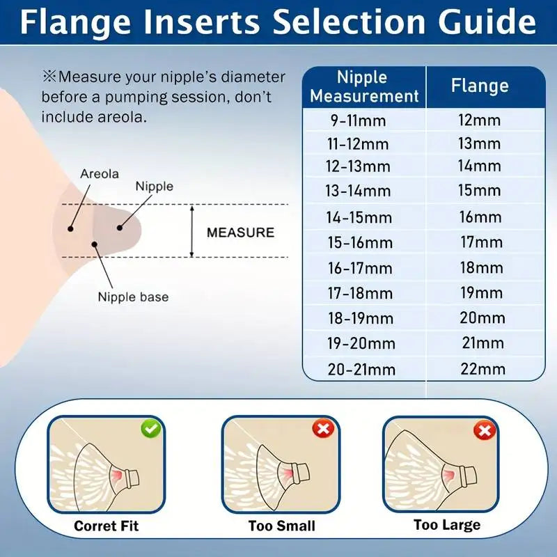 Breast Pump Flange Inserts & 11-Size Sizing Kit – Soft Silicone Pumping Accessories