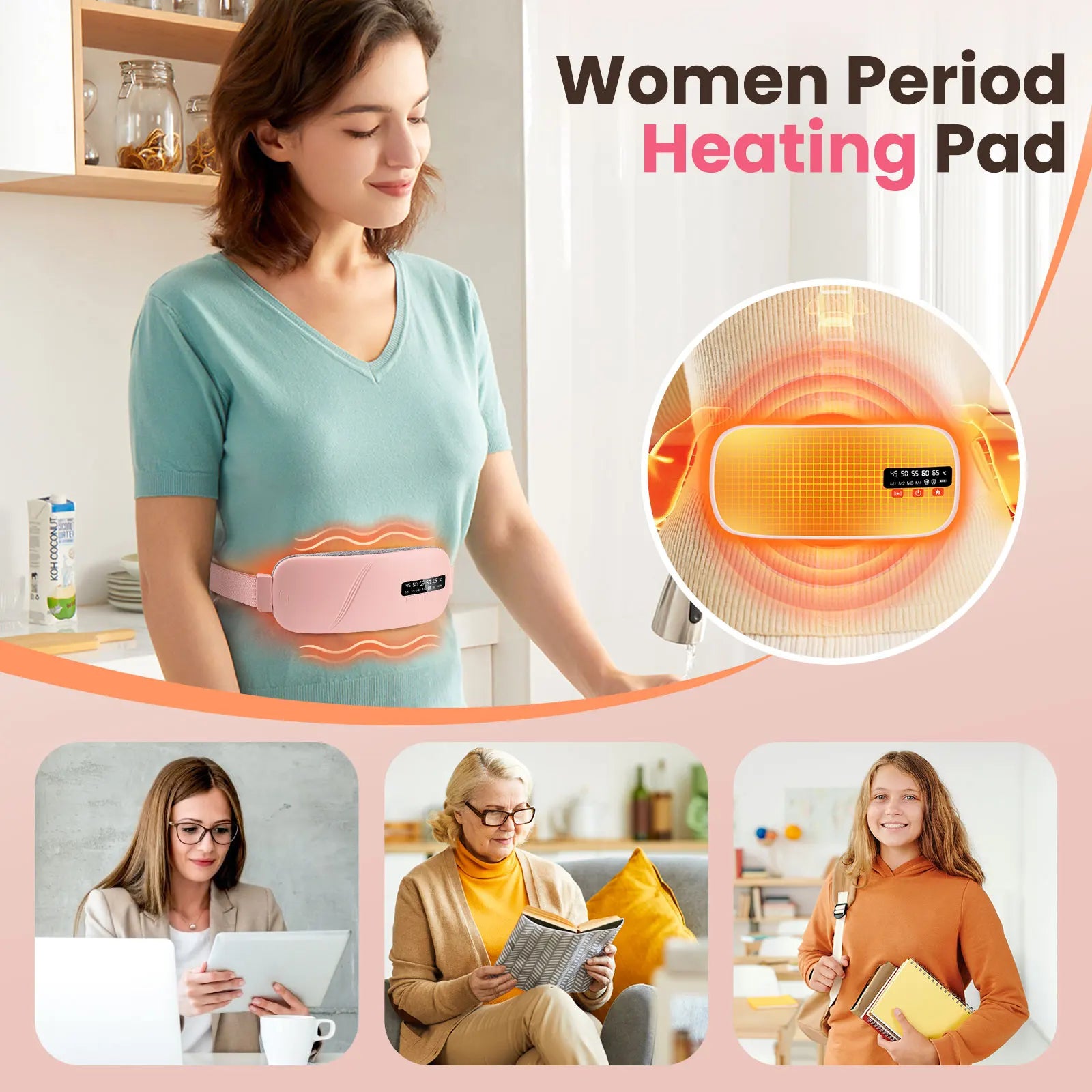Cordless Menstrual Heating Belt – Period Cramp Relief with Heat & Vibration Massage