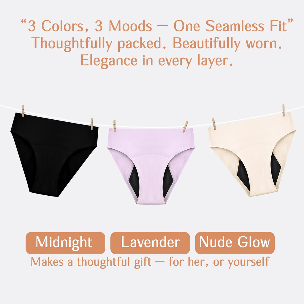 3-Pack Leak-Proof Period Panties | Bamboo Fiber Comfort Underwear for Heavy Flow